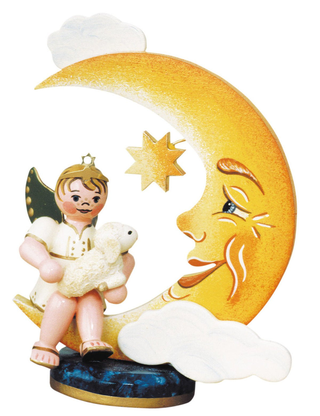 HUB - 121h0301 - Hubrig Volkskunst 'Engelbub - Mond mit Schäfchen 6,5cm'