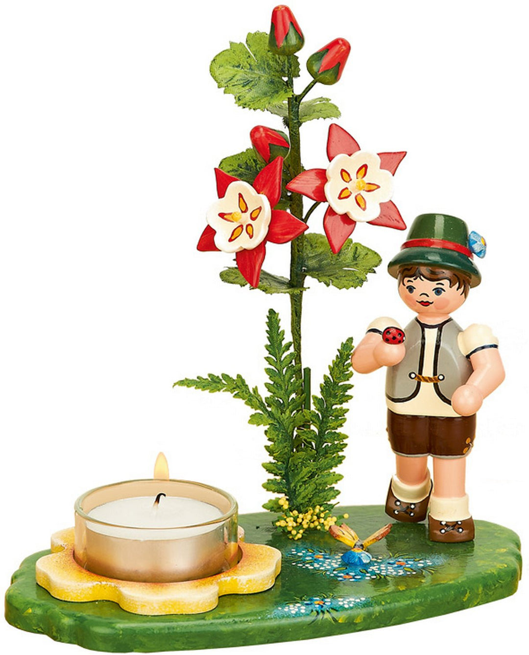 HUB - 308h5501 - Hubrig Volkskunst 'LICHTERHALTER - Junge Akelei - 17cm'