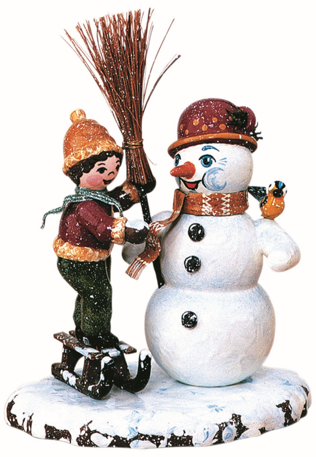 HUB - 110h1000 - Hubrig Volkskunst 'Winterkinder - Junge mit Schneemann 11cm'
