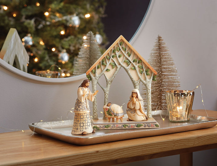 6012688 - Jim Shore Figuren - Woodland Krippe Familie 4 Teile Set - 21,5cm hoch