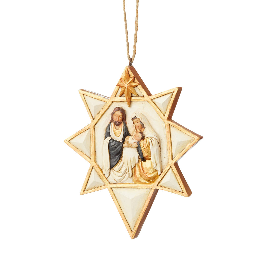 6004206 - Jim Shore - Weihnachten - Colour Black and Gold Nativity Star - Ornament Hänger