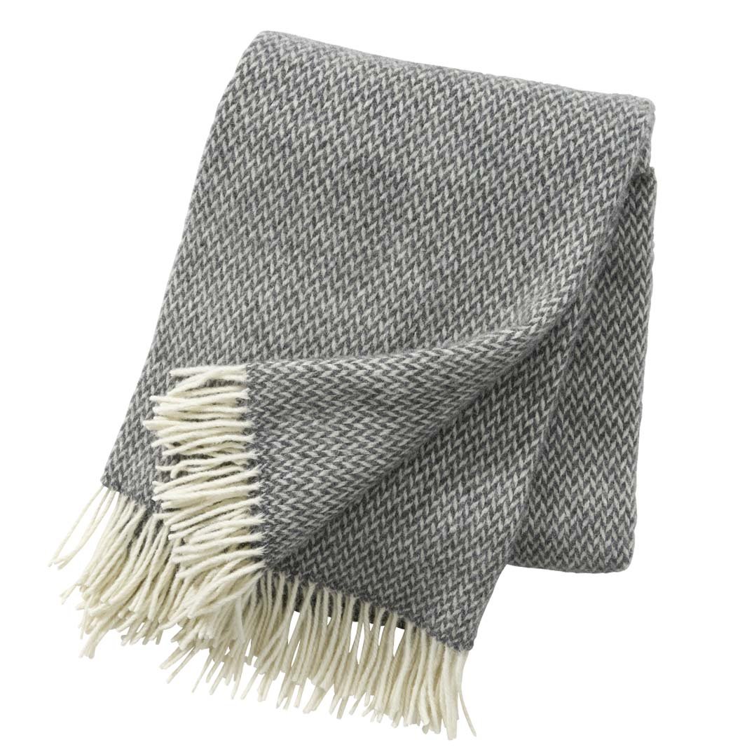 KLI - 209001 - KLIPPAN - Wolldecke Merino - Lammwolle Pulse, grau, 200x130cm