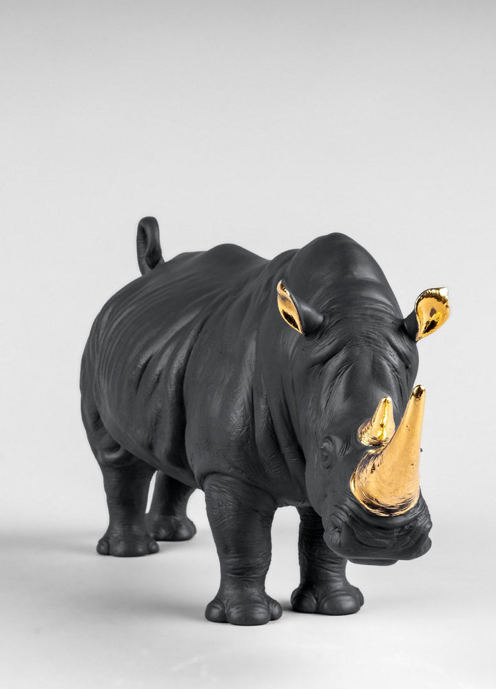 010 - 09595 - LLADRO® Figur »Rhino Nashorn (black - gold) Sculpture. - limitiert auf 1.000 Stück 45cm l« 01009595