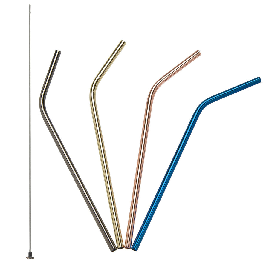 L00240992 - LURCH Trinkhalme EDS gebogen 21,5cm 4 Farben inkl. flexibler Reinigungsbürste