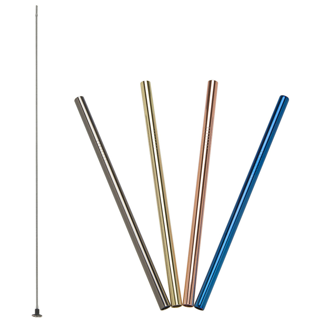 L00240990 - LURCH Trinkhalme EDS gerade 18cm 4 Farben inkl. flexibler Reinigungsbürste
