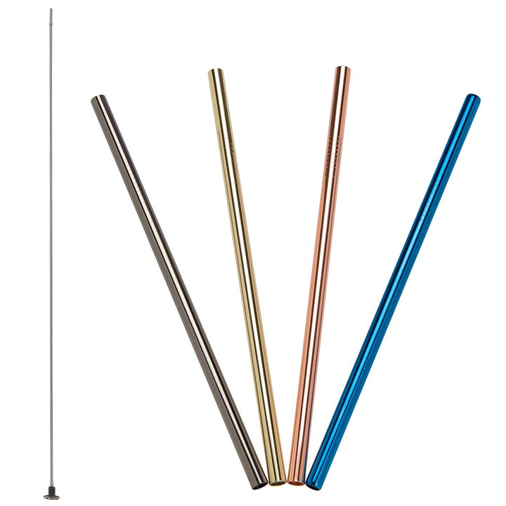 LUR - 240991 - Lurch, Trinkhalme EDS gerade 21,5cm 4 Farben inkl. Reinigungsbürste