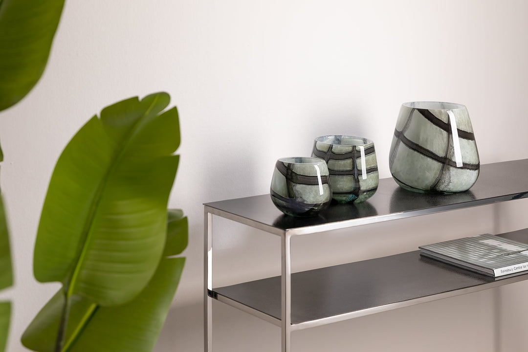 FINK - 115374 - MARLY Vase & Windlicht, schwarz - salbei 13,5cm, Fink