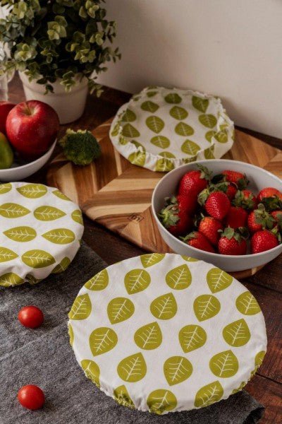 NUTVW75 - NUTS 'Textil Schüsselabdeckung "Grüne Blätter" 3 Teilig'