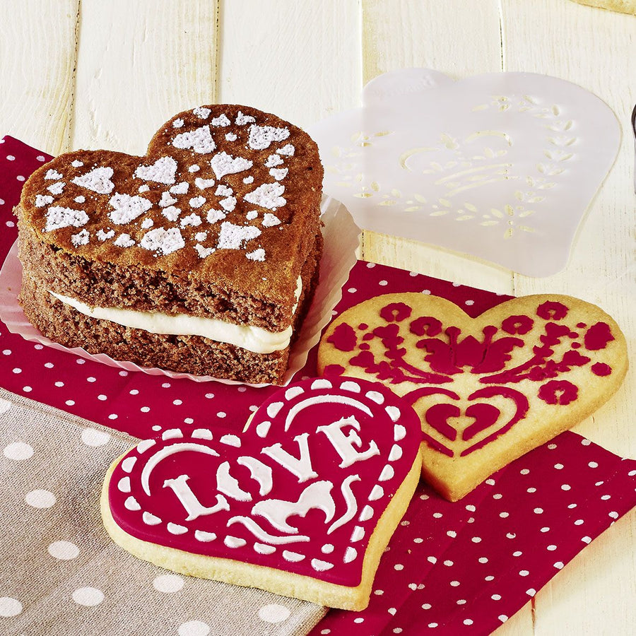 BI146044 - RBV Birkmann, Schablonen Set für Gebäck Herz 7 teilig