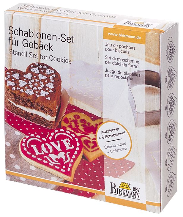 BI146044 - RBV Birkmann, Schablonen Set für Gebäck Herz 7 teilig