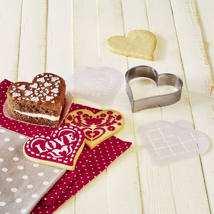 BI146044 - RBV Birkmann, Schablonen Set für Gebäck Herz 7 teilig