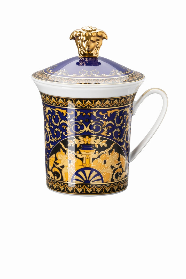 Rosenthal Versace 30 Jahre - Becher mit Deckel 'Medusa blau - 2001'-19315-409620-28700