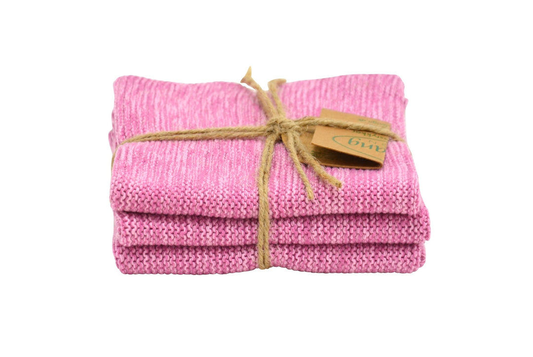 SOL - O1718 - Solwang Bio Wischtücher '3 Stück gestrickte BIO Wischtücher' Rosa multi Bio