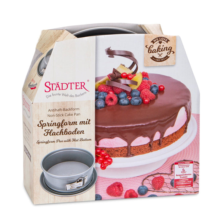 ST - 661301 - Städter 'WE - LOVE - BAKING - Springform ø 20 cm / H 7 cm Silber mit Flachboden'