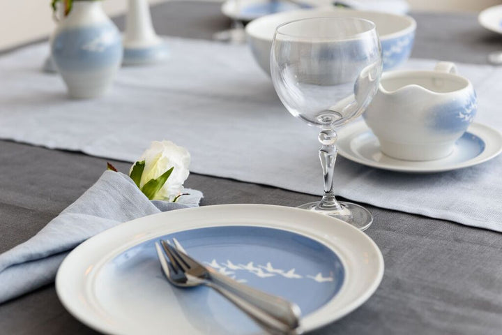 SOL - HL123 - Tischläufer - 1 Stück gewebter Leinen Tischläufer, Solwang, Dunkles Sturmgrau