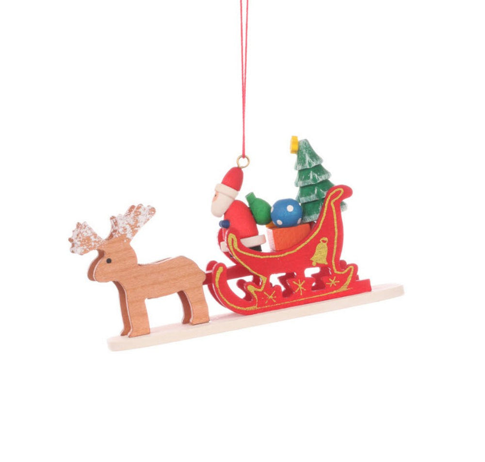 ULB - 100636 - Ulbricht Baumschmuck 'Weihnachtsmann im Rentierschlitten - 5.6cm' 2017