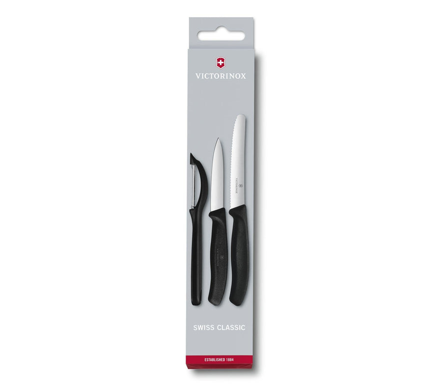 VX6.7113.31 - Victorinox - 'Swiss Classic Gemüsemesser - Set mit Schäler, 3 - teilig, schwarz'