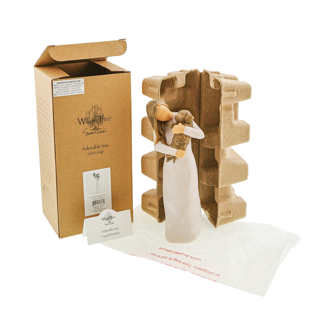WT - 28040 - Willow Tree Figur 'Adorable You (dark dog) - Du bist bezaubernd 19,5 cm'