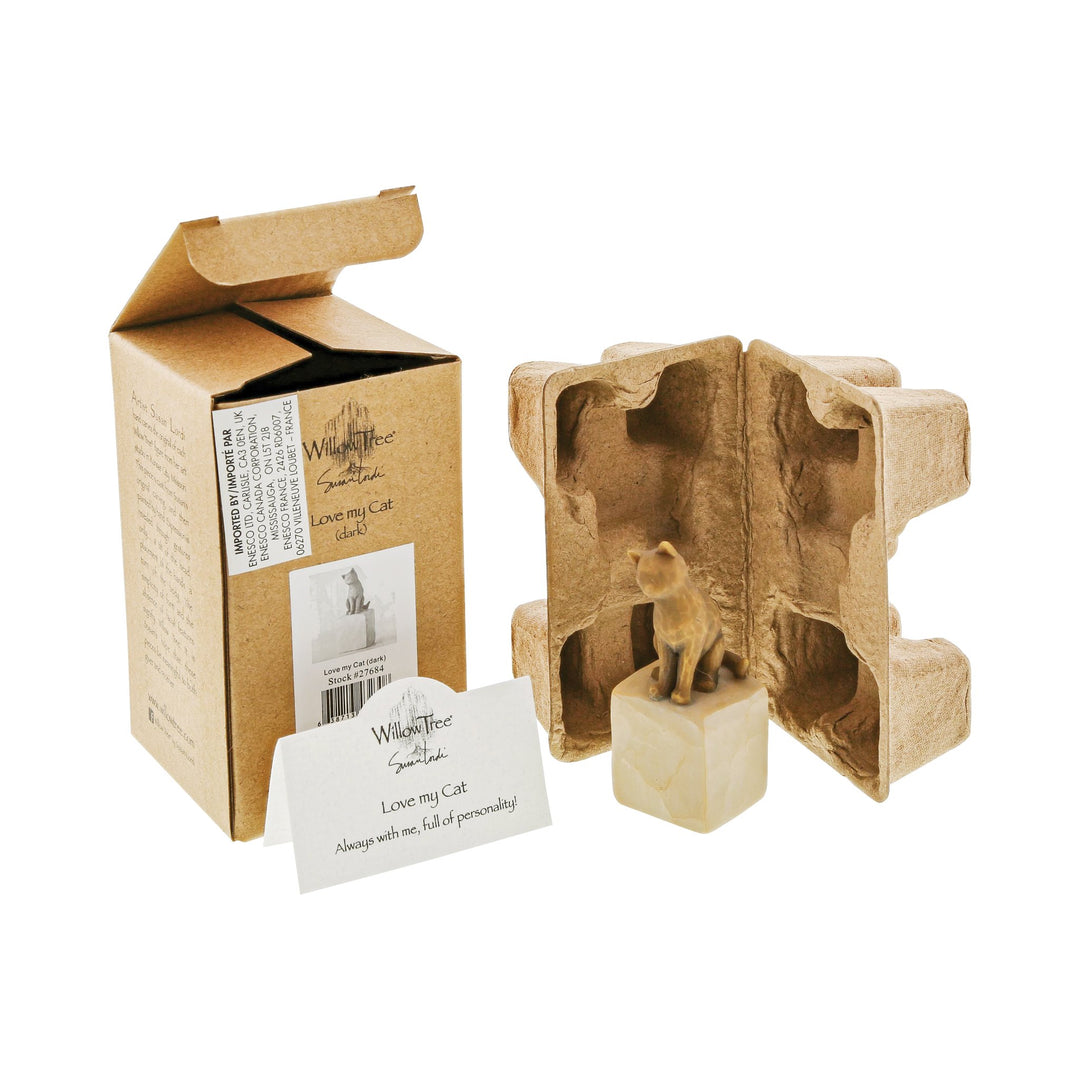 WT - 27684 - Willow Tree Figur 'Love my Cat (dark) - Ich liebe meine Katze 7,5cm'