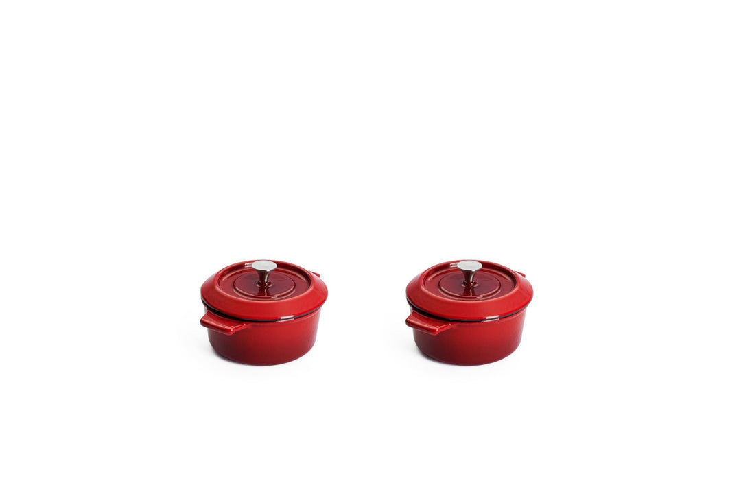 WO110CI - 010 - WOLL 'Iron set aus 2 mini Kasserollen in Chili Red Ø 10 cm, 5 cm 0,3 Lt'