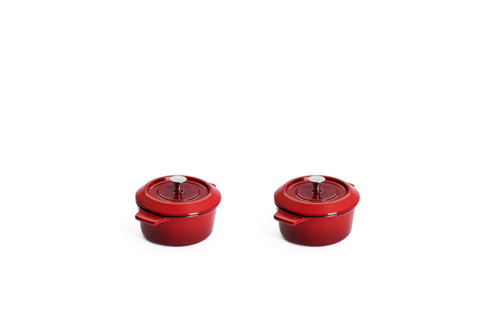 WO110CI - 010 - WOLL 'Iron set aus 2 mini Kasserollen in Chili Red Ø 10 cm, 5 cm 0,3 Lt'