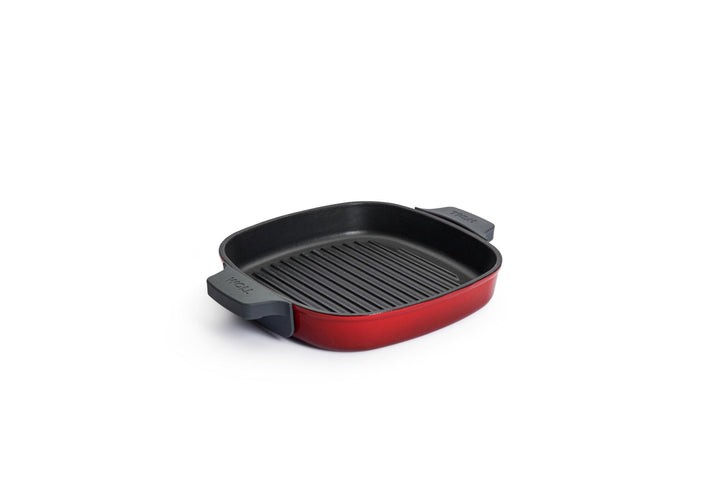 WO624 - 2CI - 010 - WOLL 'Iron Steakpfanne mit Rillen und Steakpresse in Chili Red 24x24 cm, 4,5cm'