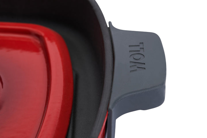 WO624 - 2CI - 010 - WOLL 'Iron Steakpfanne mit Rillen und Steakpresse in Chili Red 24x24 cm, 4,5cm'