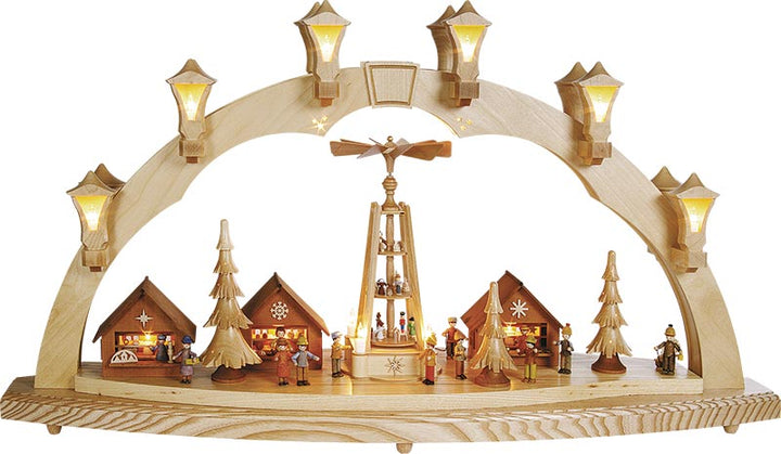 Glässer Ľudové umenie "Vianočný trh so sviečkovým oblúkom, elektrický" 43x80cm