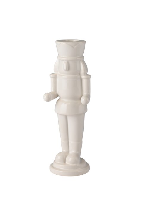 Candle Holder Nutcracker, Gift Company, white, 7x20.2x6.3cm