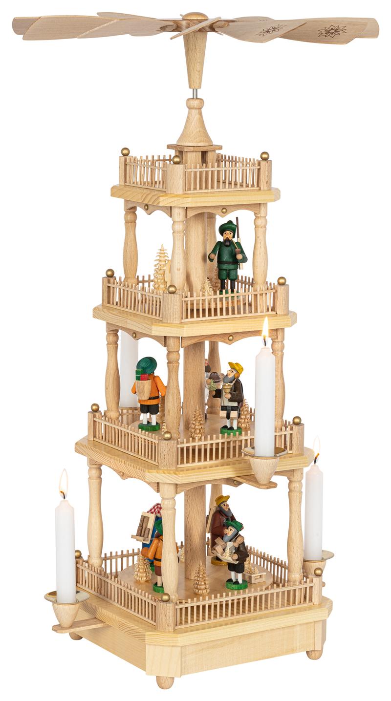 RGL - 17707 - Glässer Volkskunst 'Pyramide Erzgebirgsmotive 3 - stöckig' 59cm