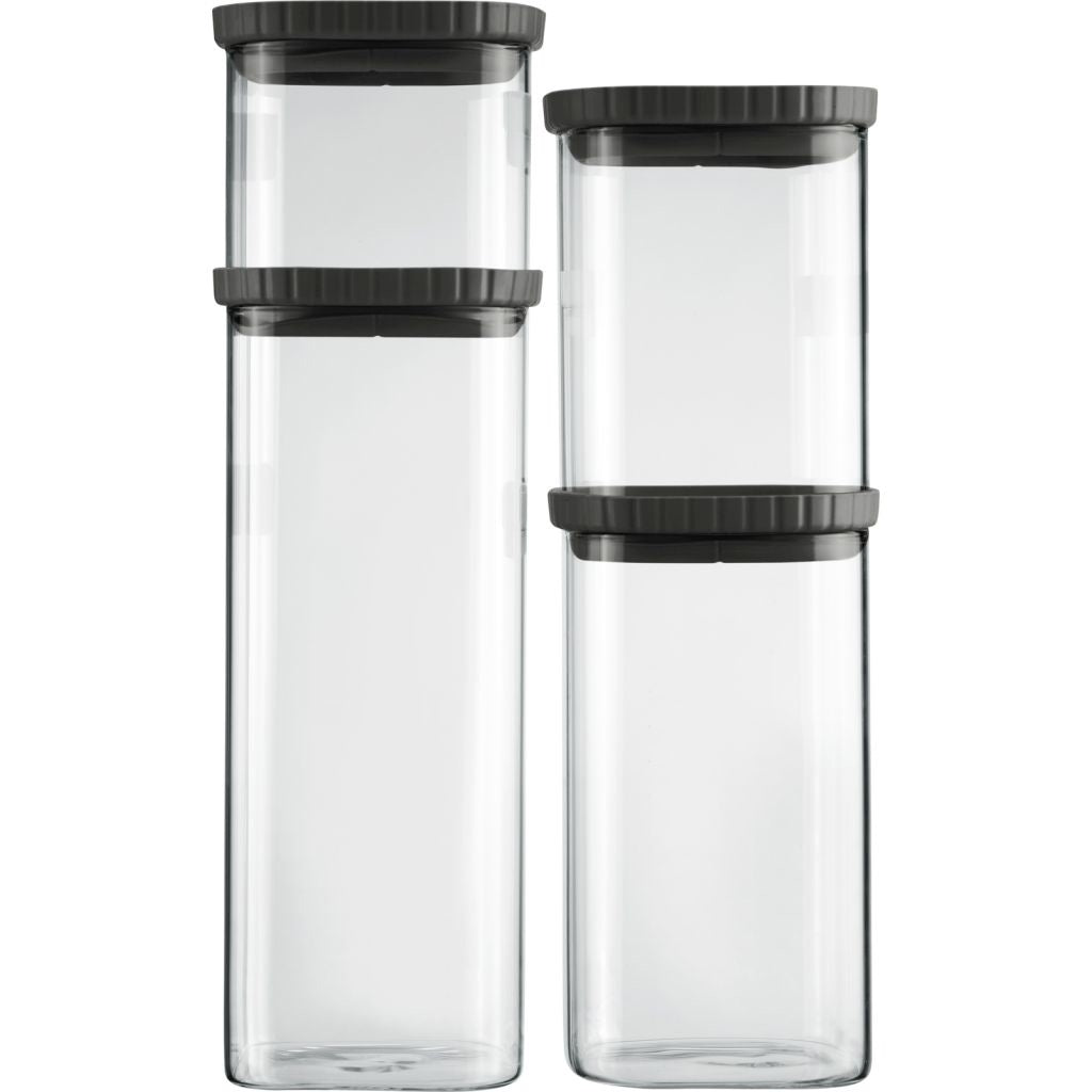 Glaskrukke med silikonelåg, stabelbar, Westmark, ca. 1080 ml