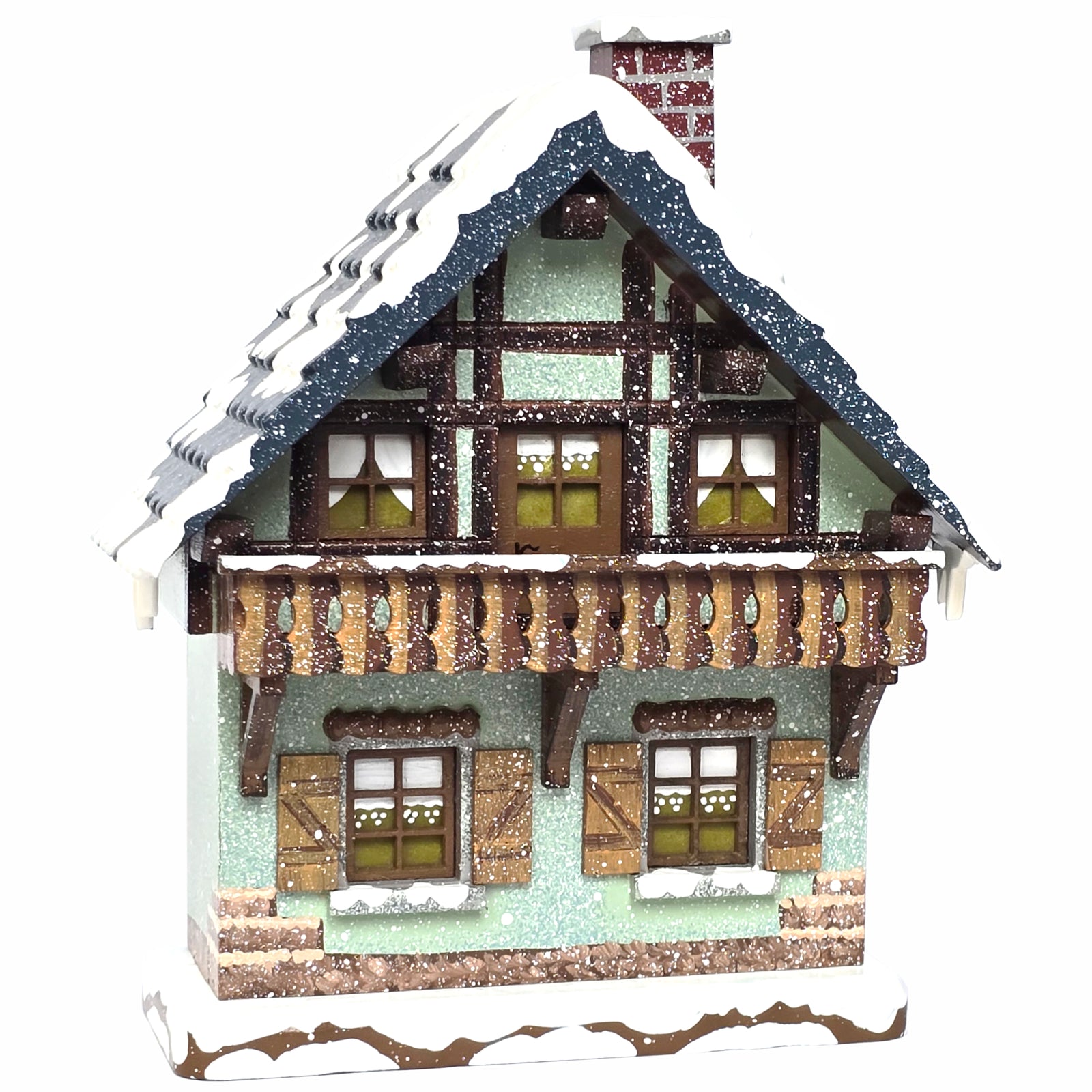 HUB - 400h0003 - Hubrig Volkskunst 'Winterkinder Winterhaus - Balkon 14cm'