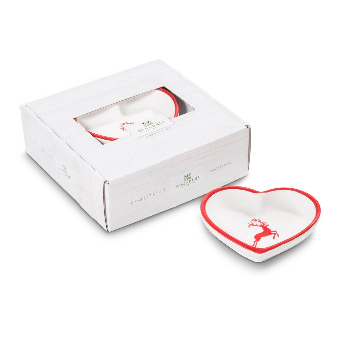 Gmundner Keramik 'Robijnrode Hert - Hartkom (L: 10 cm)'