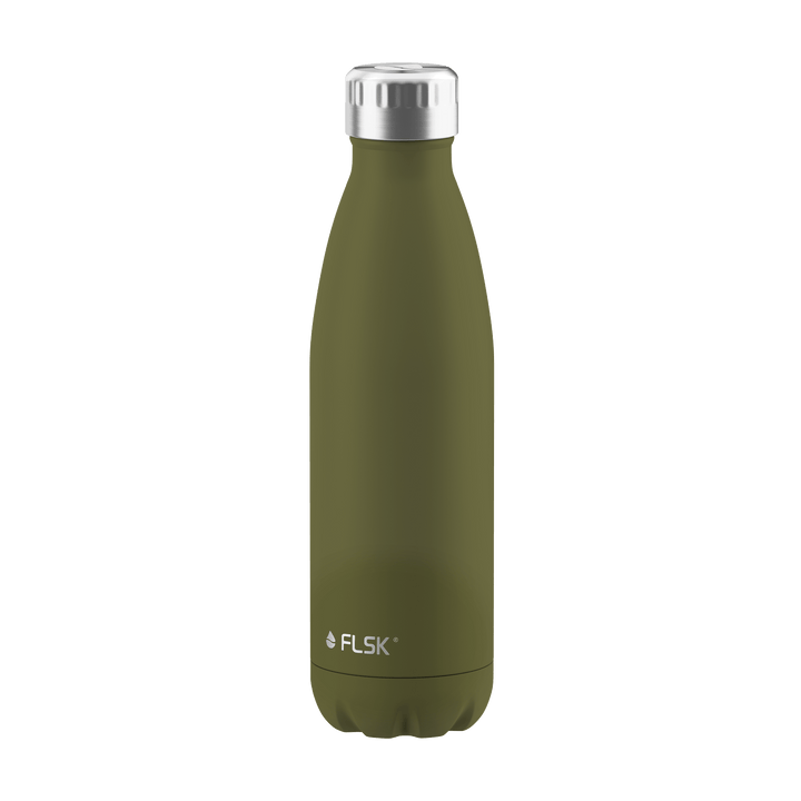 FLSK Trinkflasche aus Edelstahl, olive, 500ml, 25,5cm hoch