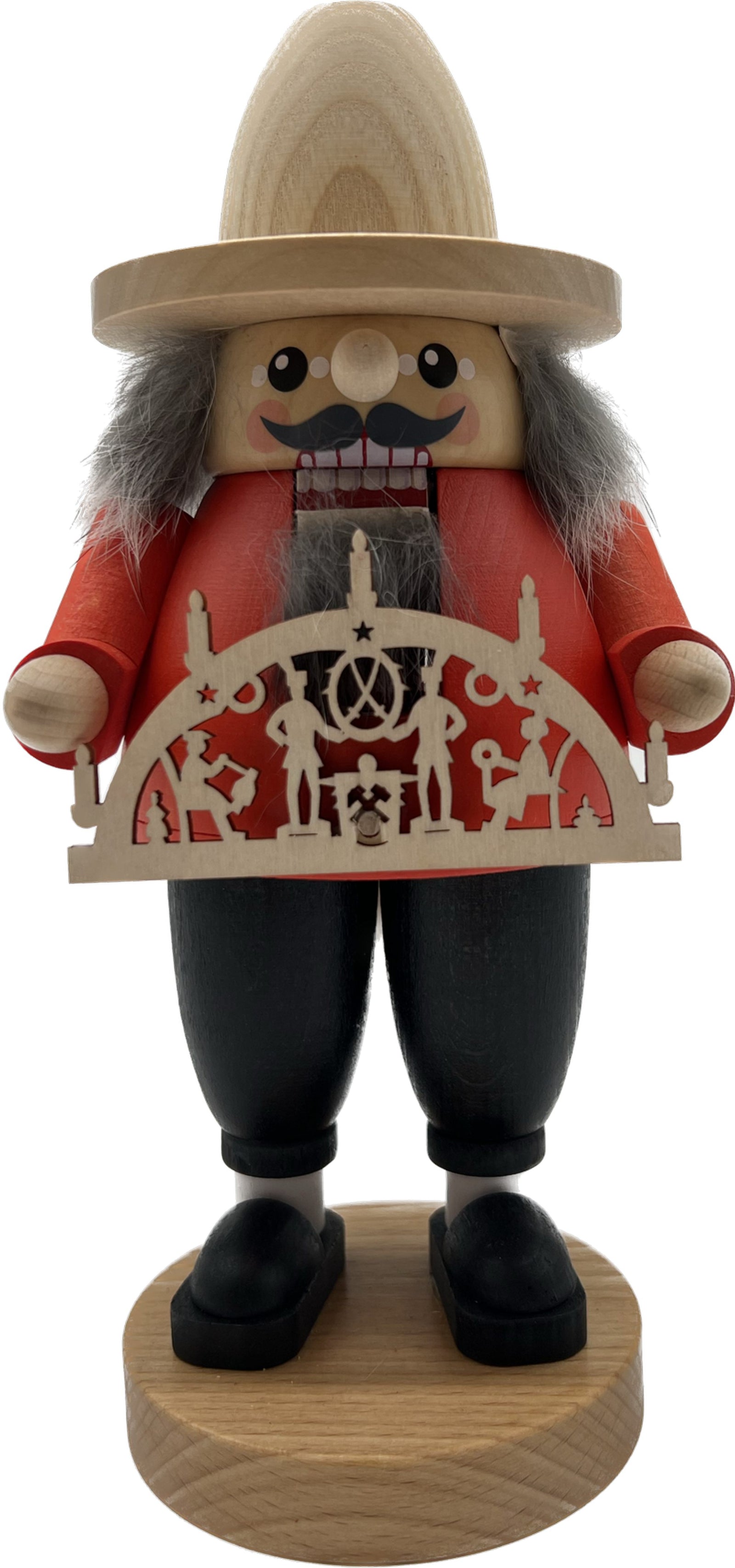 Nussknacker mit Schwibbogen, Glässer Volkskunst, 23cm RGL - 82687