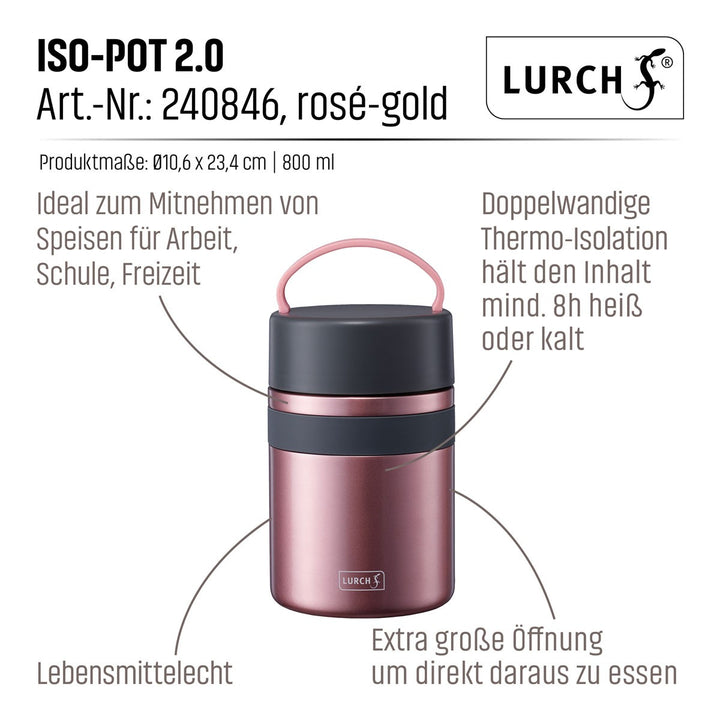 Lurch ISO-Pot 2.0 made of double-walled stainless steel for hot and cold dishes 800ml