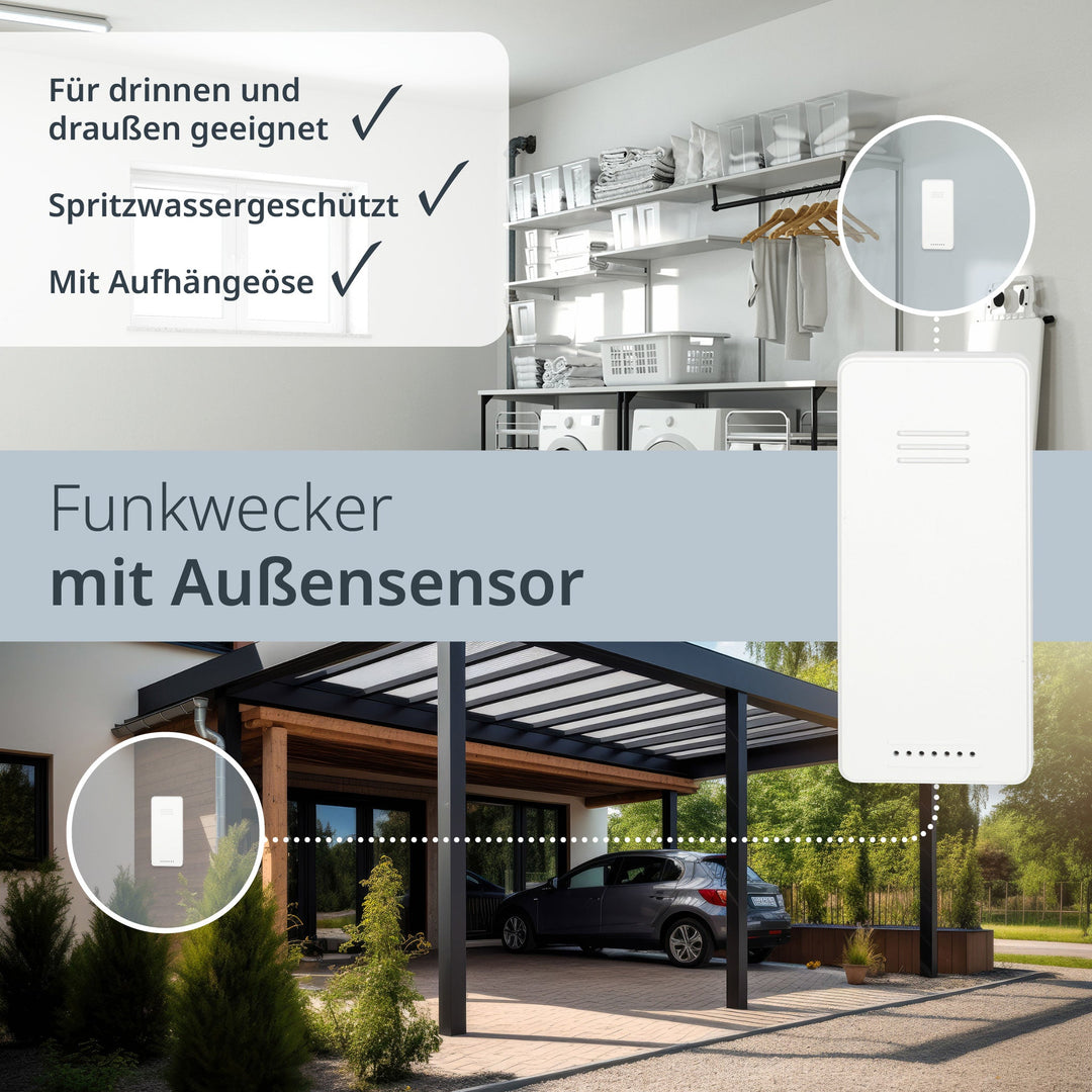 ADE-CK2406-1 - ADE - Digitale Funkuhr/Funkwecker mit Projektion in schwarz mit Außensensor