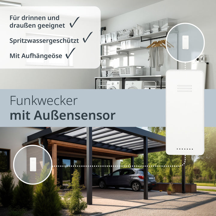 ADE-CK2406-1 - ADE - Digitale Funkuhr/Funkwecker mit Projektion in schwarz mit Außensensor