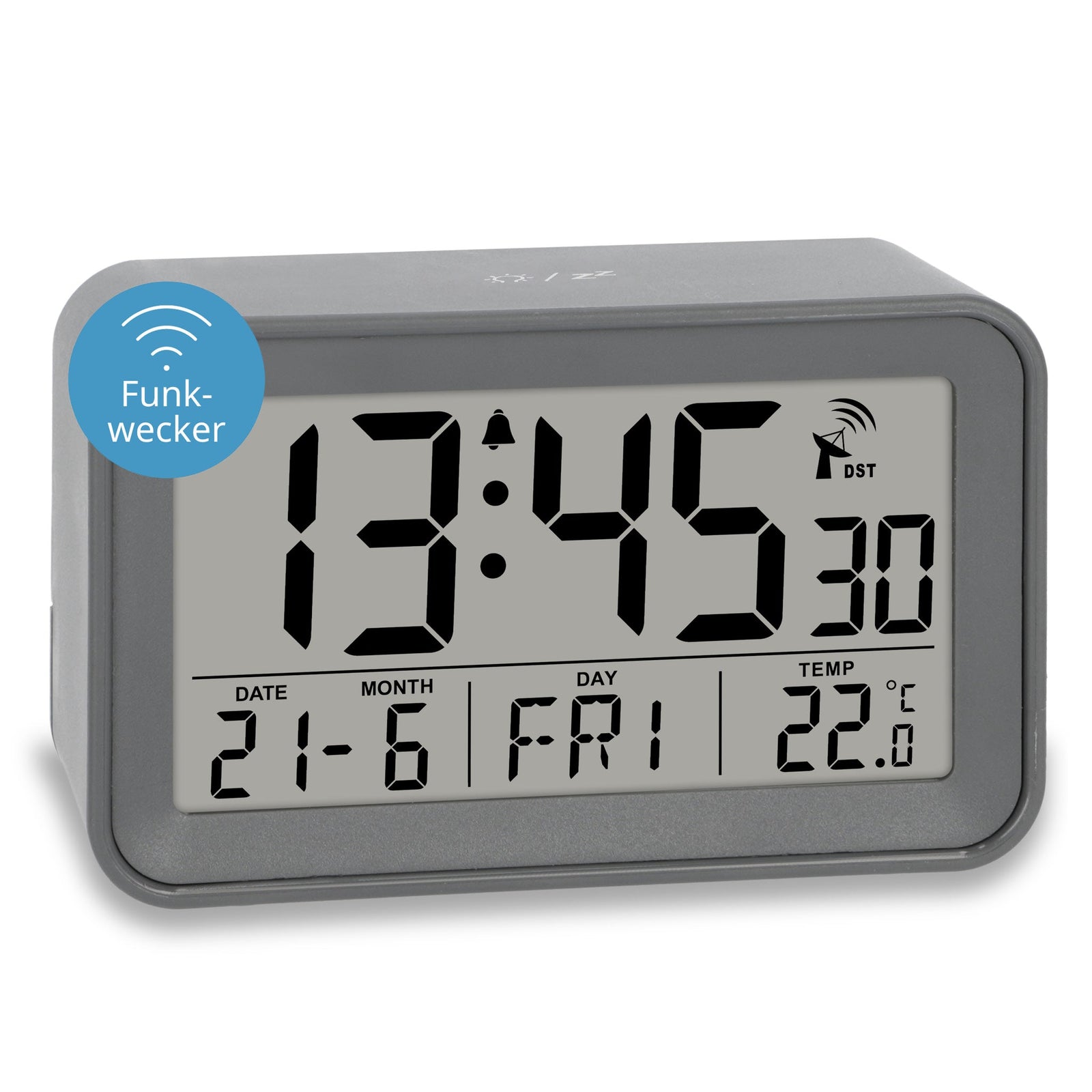 ADE-CK2306 - ADE - Digitaler DCF - Funkwecker in grau