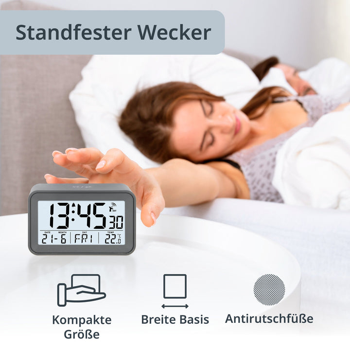 ADE-CK2306 - ADE - Digitaler DCF - Funkwecker in grau