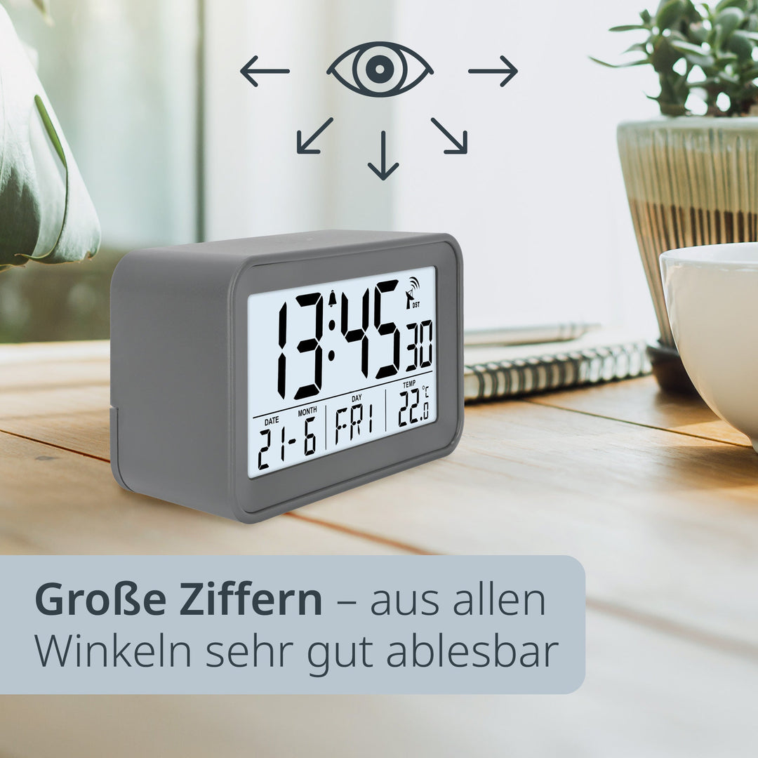 ADE-CK2306 - ADE - Digitaler DCF - Funkwecker in grau