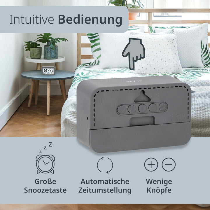 ADE-CK2306 - ADE - Digitaler DCF - Funkwecker in grau