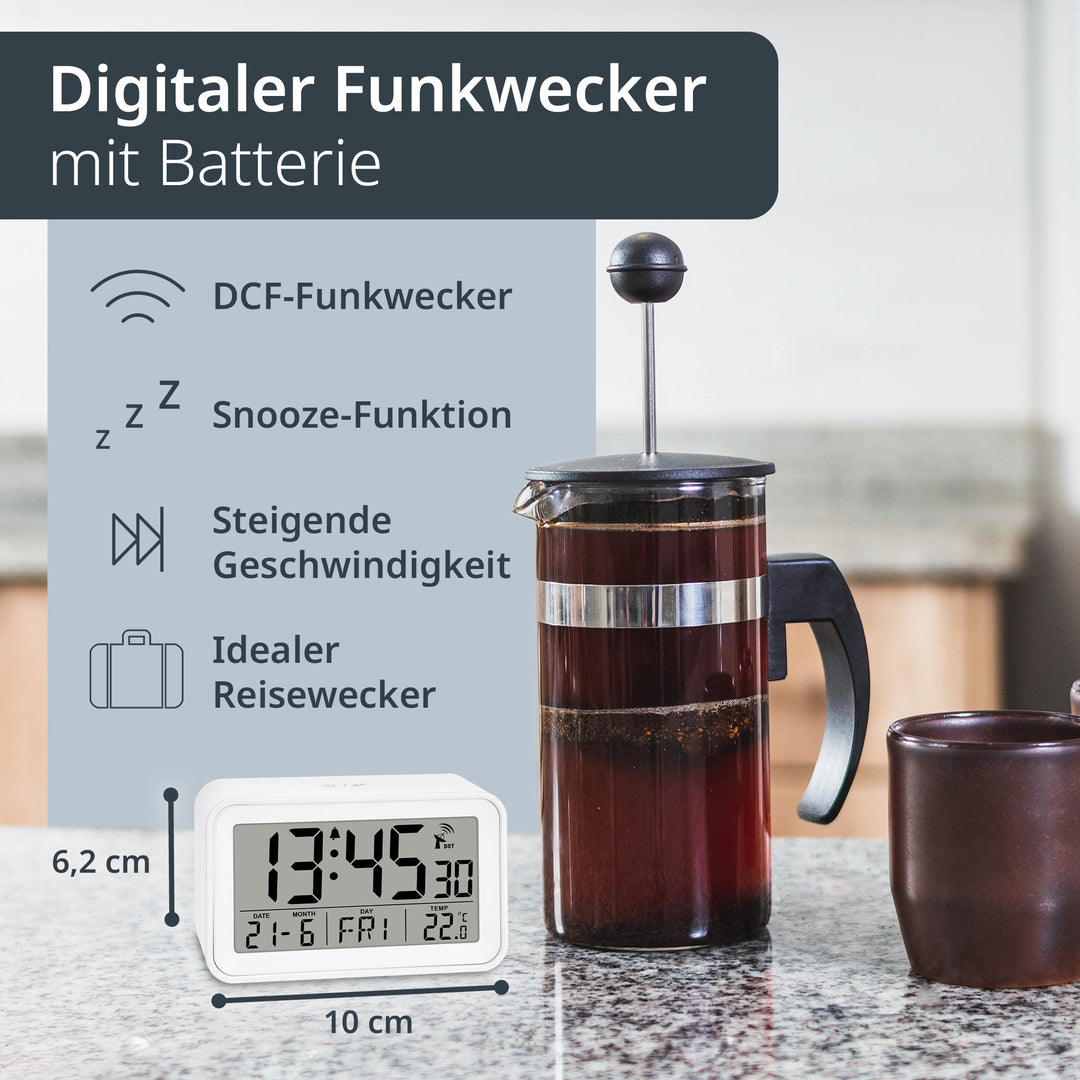 ADE-CK2306-1 - ADE - Digitaler DCF - Funkwecker in weiß