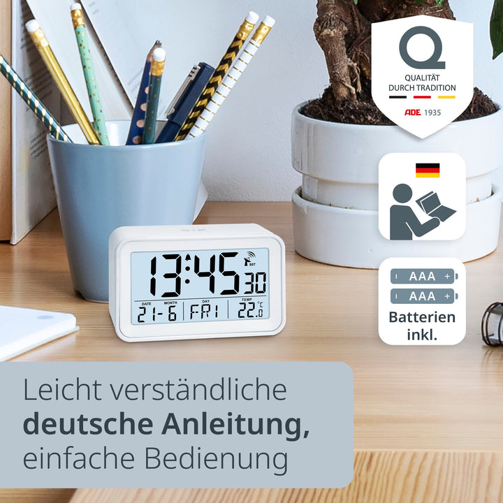 ADE-CK2306-1 - ADE - Digitaler DCF - Funkwecker in weiß