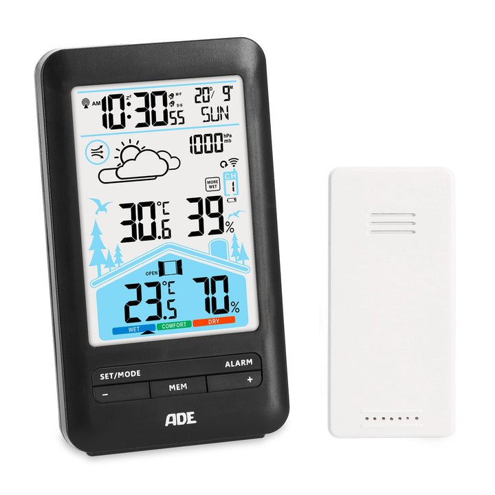 ADE-WS2132 - ADE - Wetterstation mit Funk - Außensensor, schwarz, mit DCF - Funkuhr