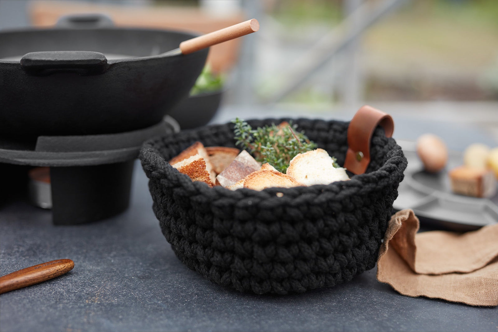 ASA-37891065 - ASA, häkelkorb, schwarz, m, D. 20 cm, H. 9,5 cm