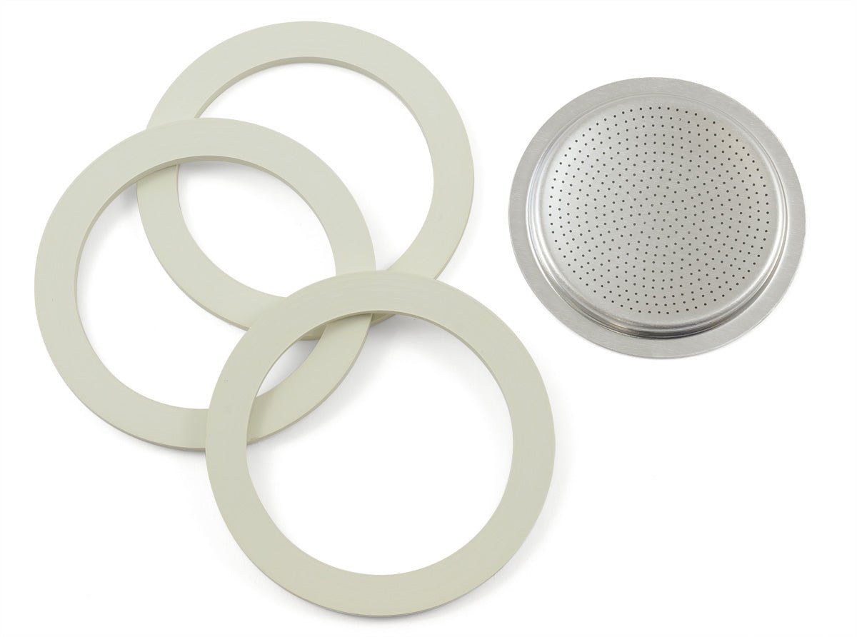 BIA-800036 - Bialetti '3 Dichtungen + Filter für Aluminium Espressokocher 12 Tassen'