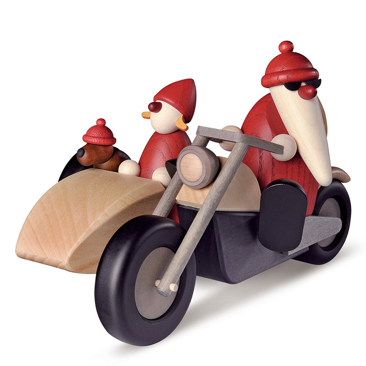 KOE - 6540 - Bjoern Koehler - Familienausflug auf Motorrad, weihnachtlich rot 11cm, Länge 17,5cm