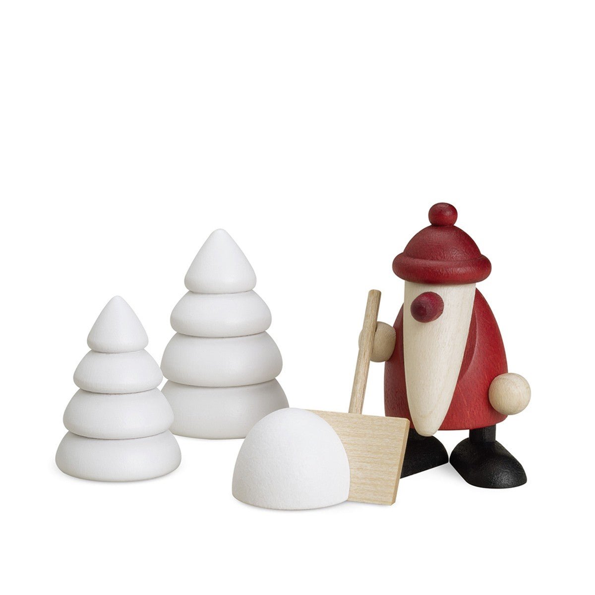 KOE - 116537 - Bjoern Koehler - Miniaturset 4 - Weihnachtsmann mit Schneeschippe und zwei Winterbäumen