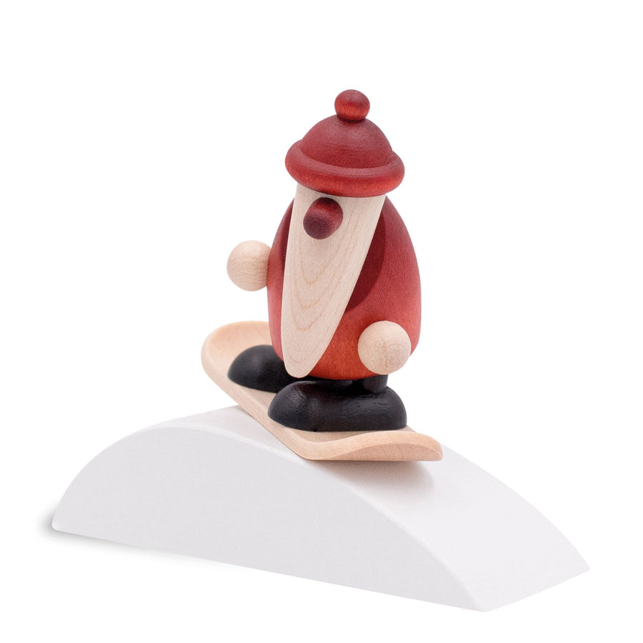 Bjoern Koehler - Miniaturset, Weihnachtsmann auf Snowboard mit Hügel, klein rot-KOE-116010